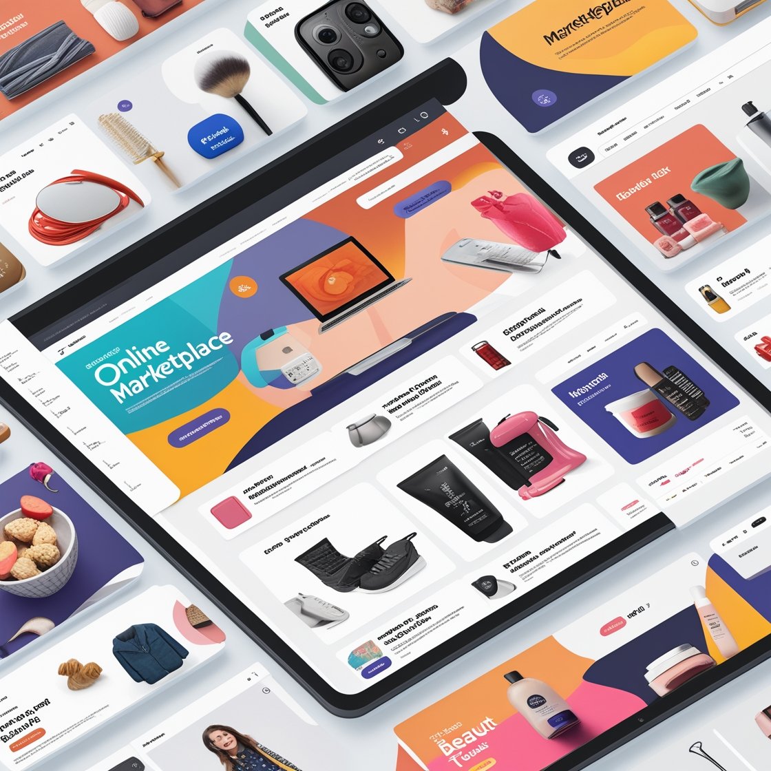 Leonardo_Phoenix_10_A_large_online_marketplace_homepage_mockup_1 كل شيء تحت سقف واحد
